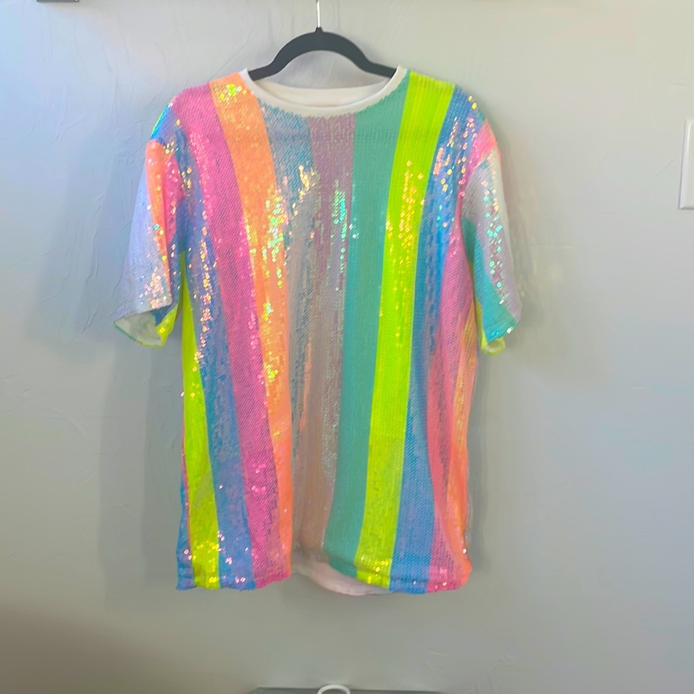 Long oversized sequin tee!